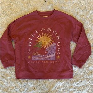 NWOT Billabong Girl Maroon/ blush cranberry Crewneck Sweater